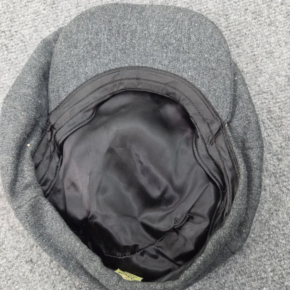 Vintage Newsboy Flat Cap XL Gray Wool Blend 8 Panel Applejack Hat Made USA